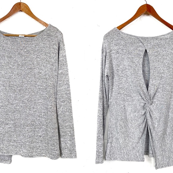 GAP Tops - Gap Softspun Knit Knot Back Gray Long Sleeve Top M